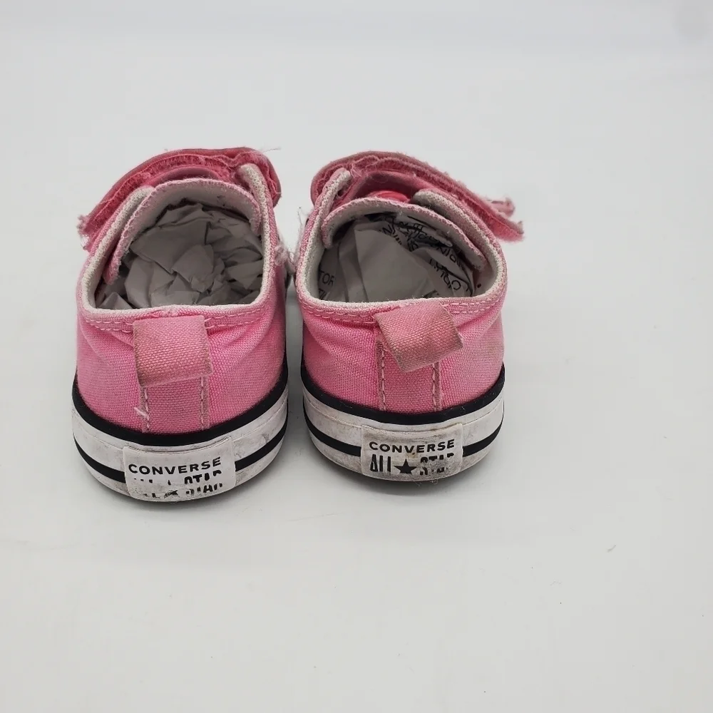 CONVERSE SHOES LITTLE KIDS 5C CHUCK TAYLOR ALL STAR HOOK AND LOOP OX PINK